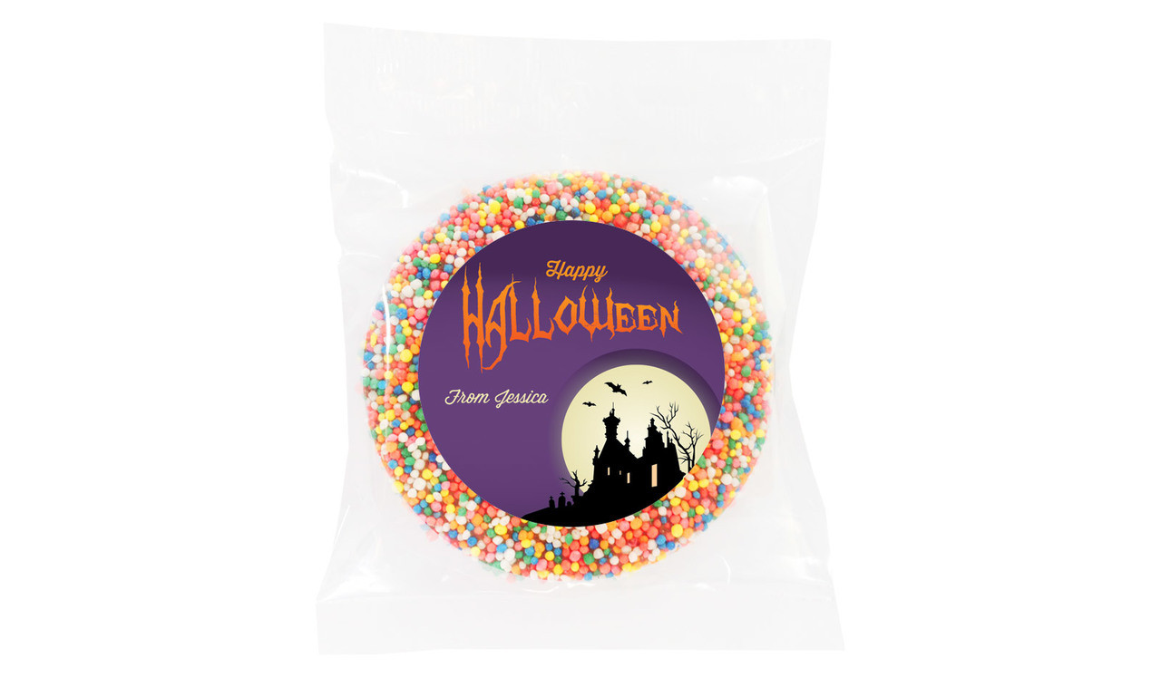 Creepy House Halloween Personalised Chocolate Freckle