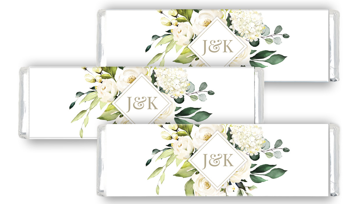 Diamond On White Roses Personalised Cadbury Chocolate Bar