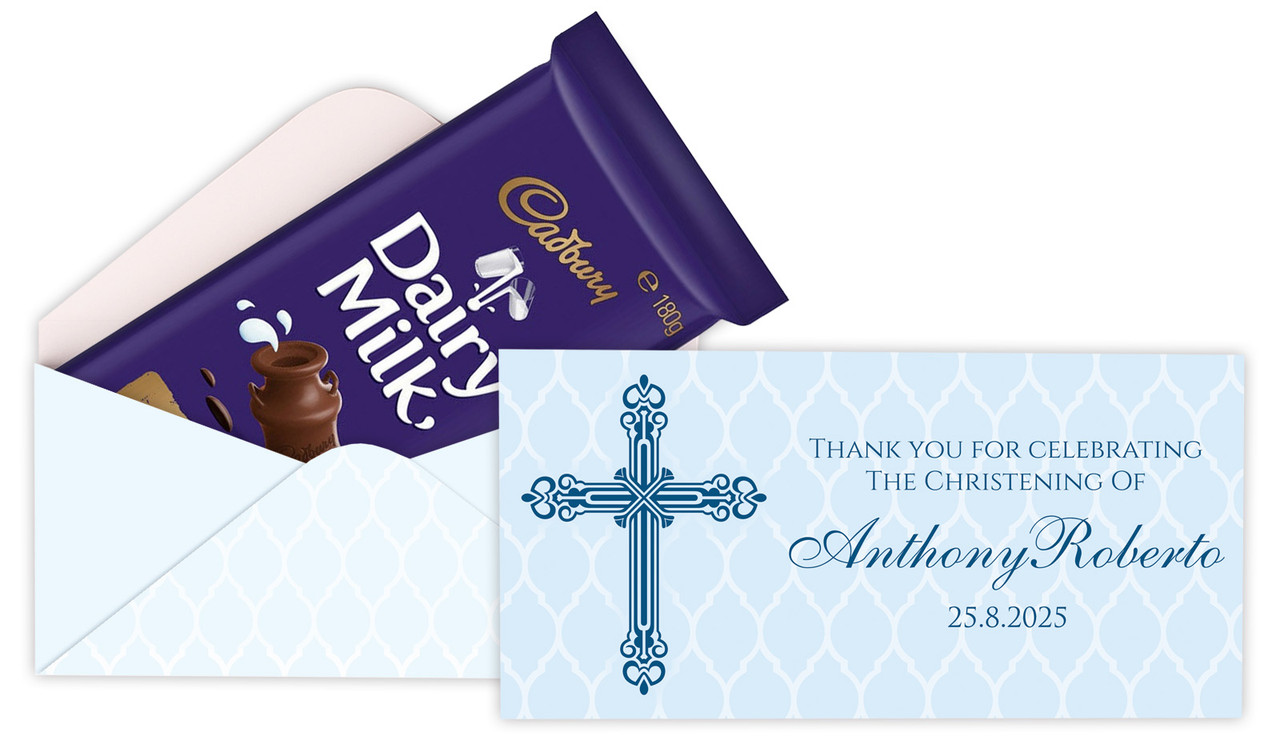Religious Blue Christening Cadbury Bar Box (Box Only)