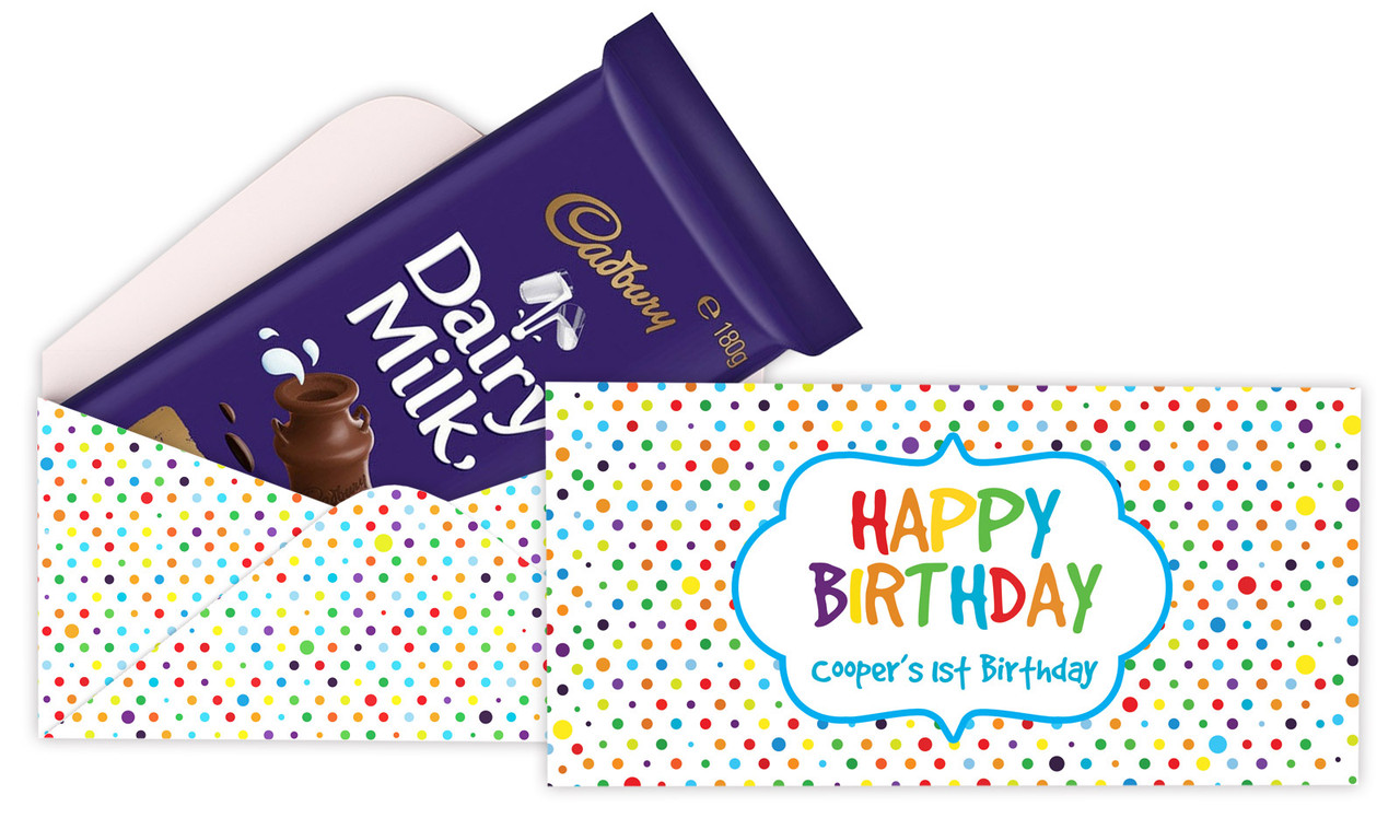 Happy Dots Personalised Birthday Cadbury Bar Box