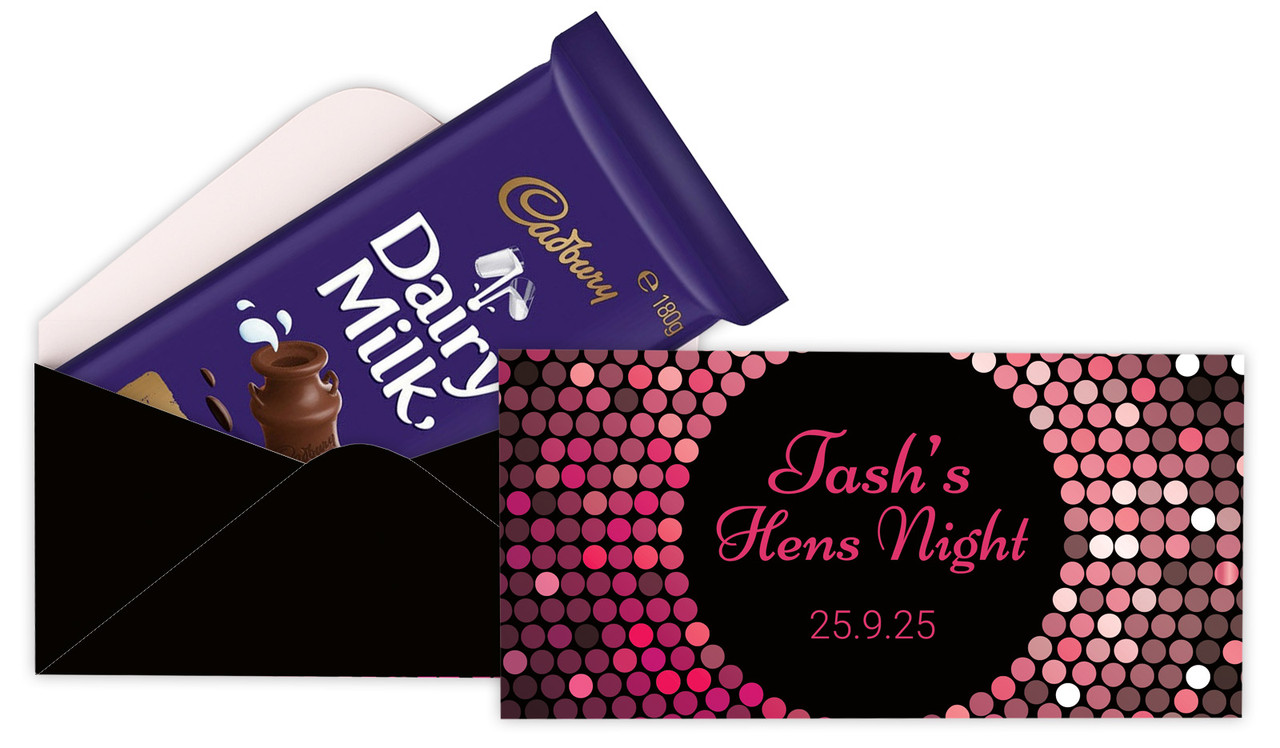 Pink Disco Personalised Hens Night Cadbury Bar Box (Box Only)