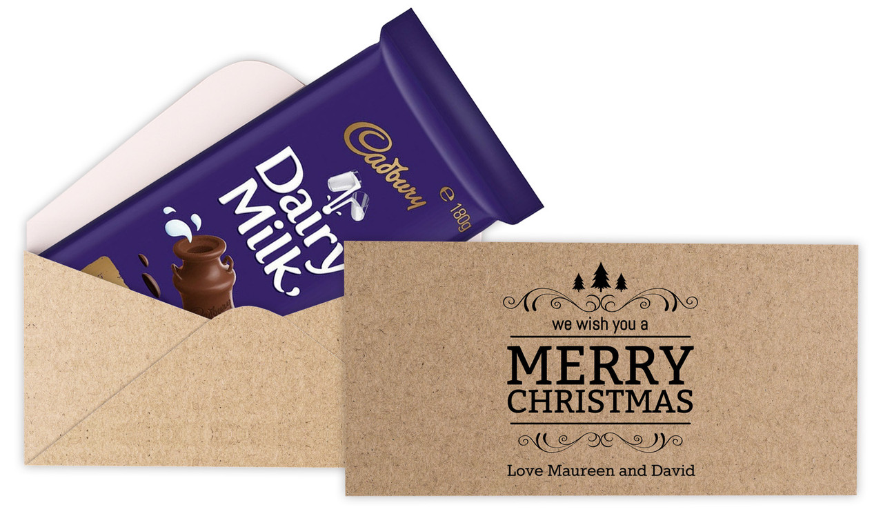 Merry Christmas On Kraft Cadbury Bar Box (Box Only)
