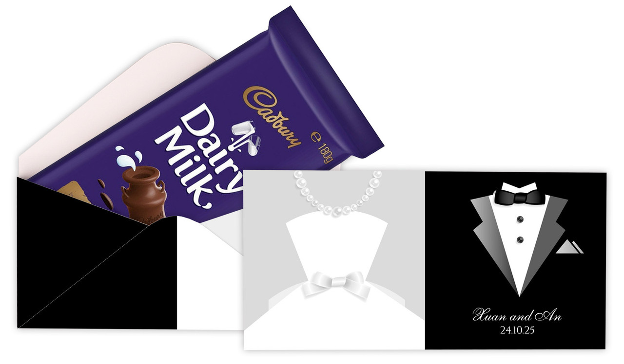 Groom And Bride Dress Wedding Personalised Cadbury Bar Box (Box Only)