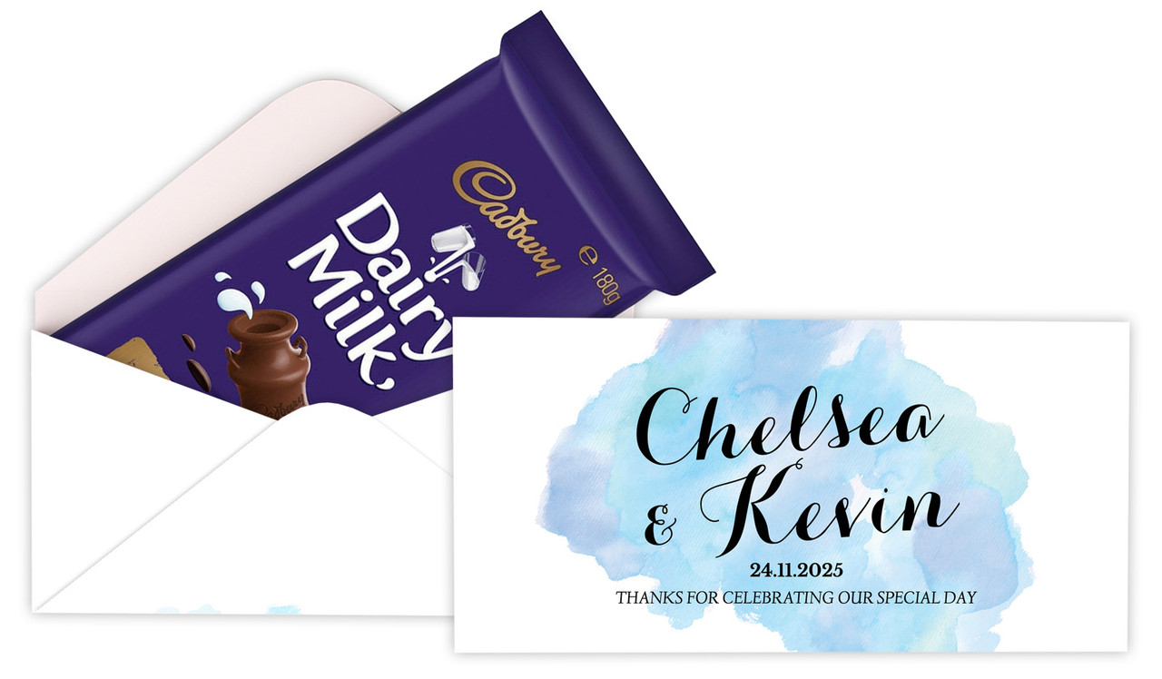 A Splash Of Watercolour Blue Wedding Cadbury Bar Box (Box Only)