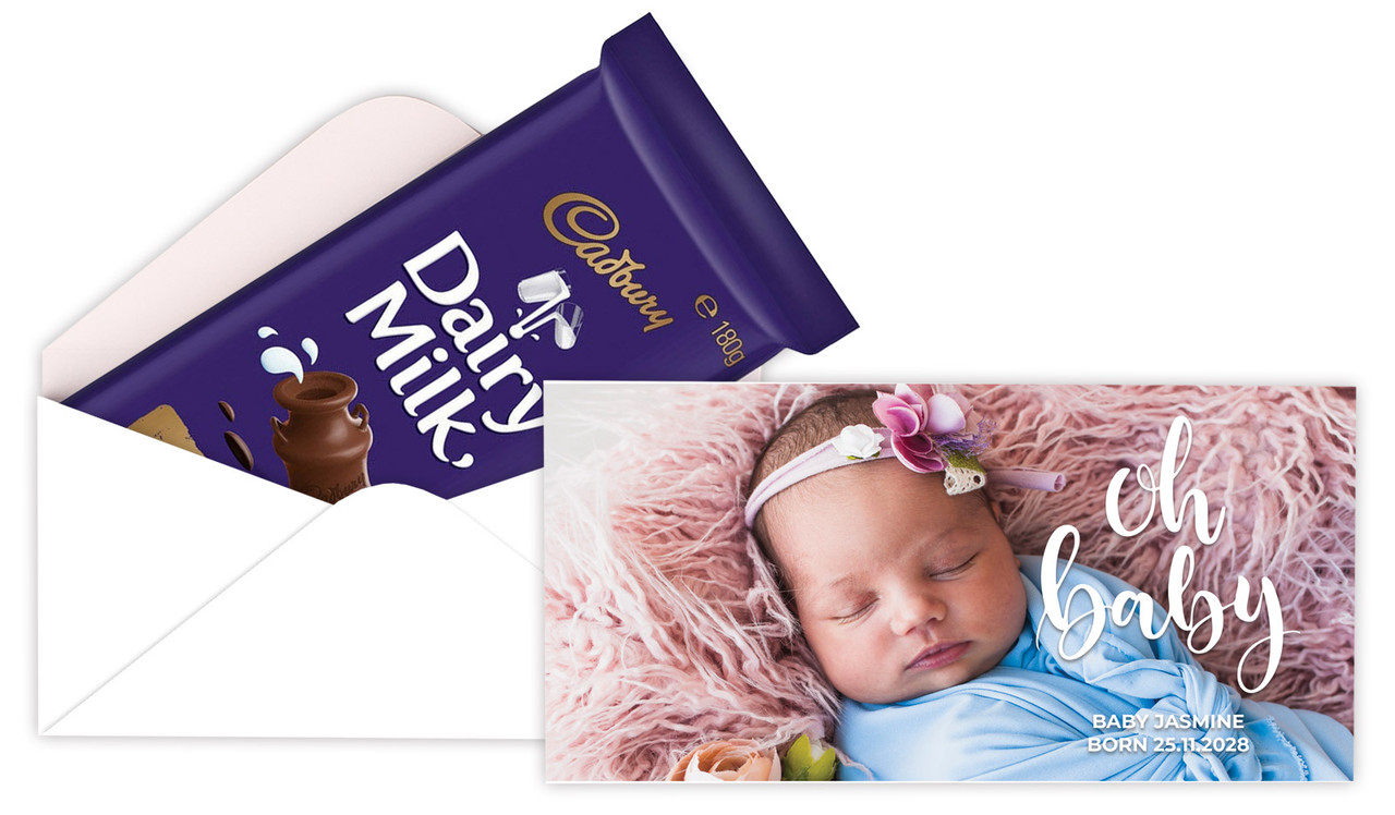 Oh Baby Birth Announcement Custom Cadbury Bar Box (Box Only)