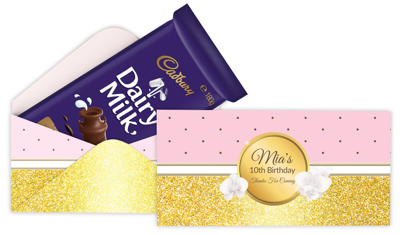 Pink & Gold First Birthday Cadbury Bar Box (Box Only)