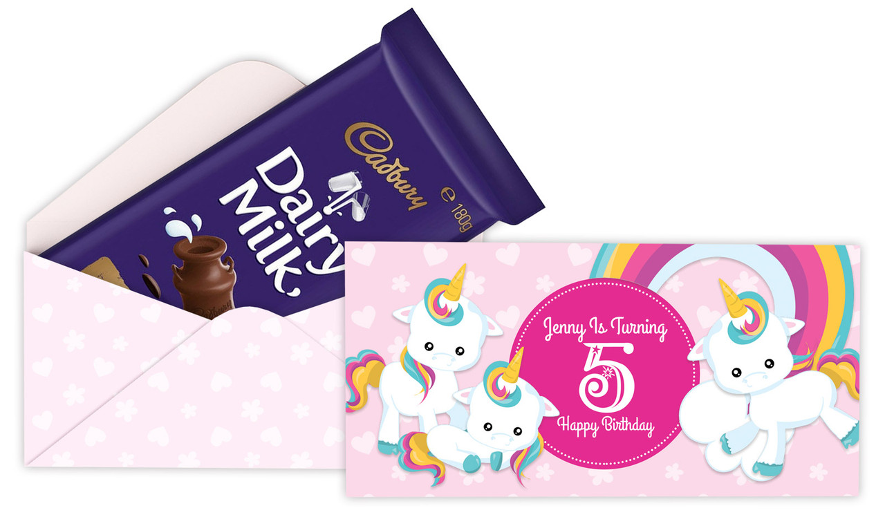 Unicorn Trio Personalised Cadbury Bar Box (Box Only)