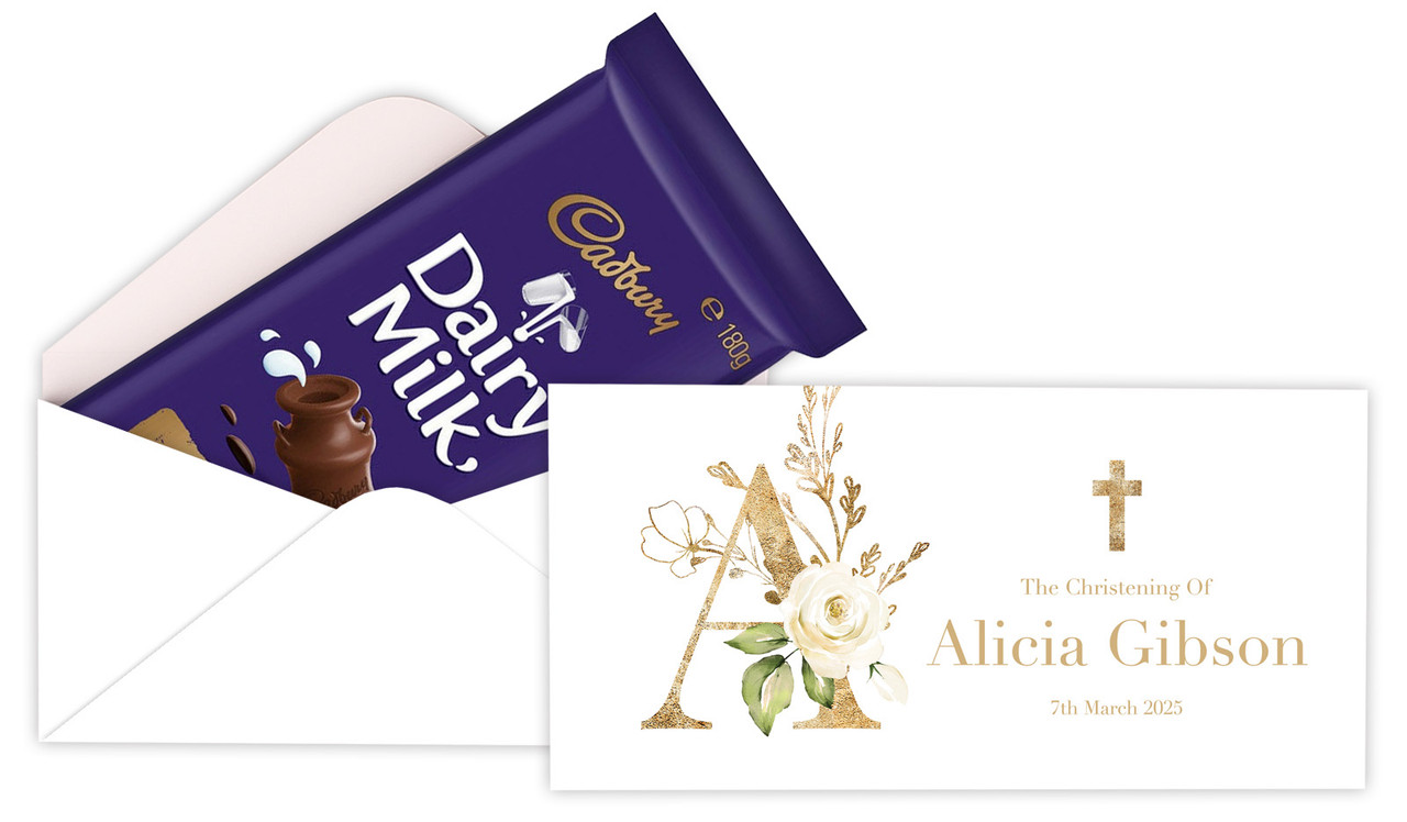 Monogram Rose Personalised Christening Cadbury Bar Box (Box Only)