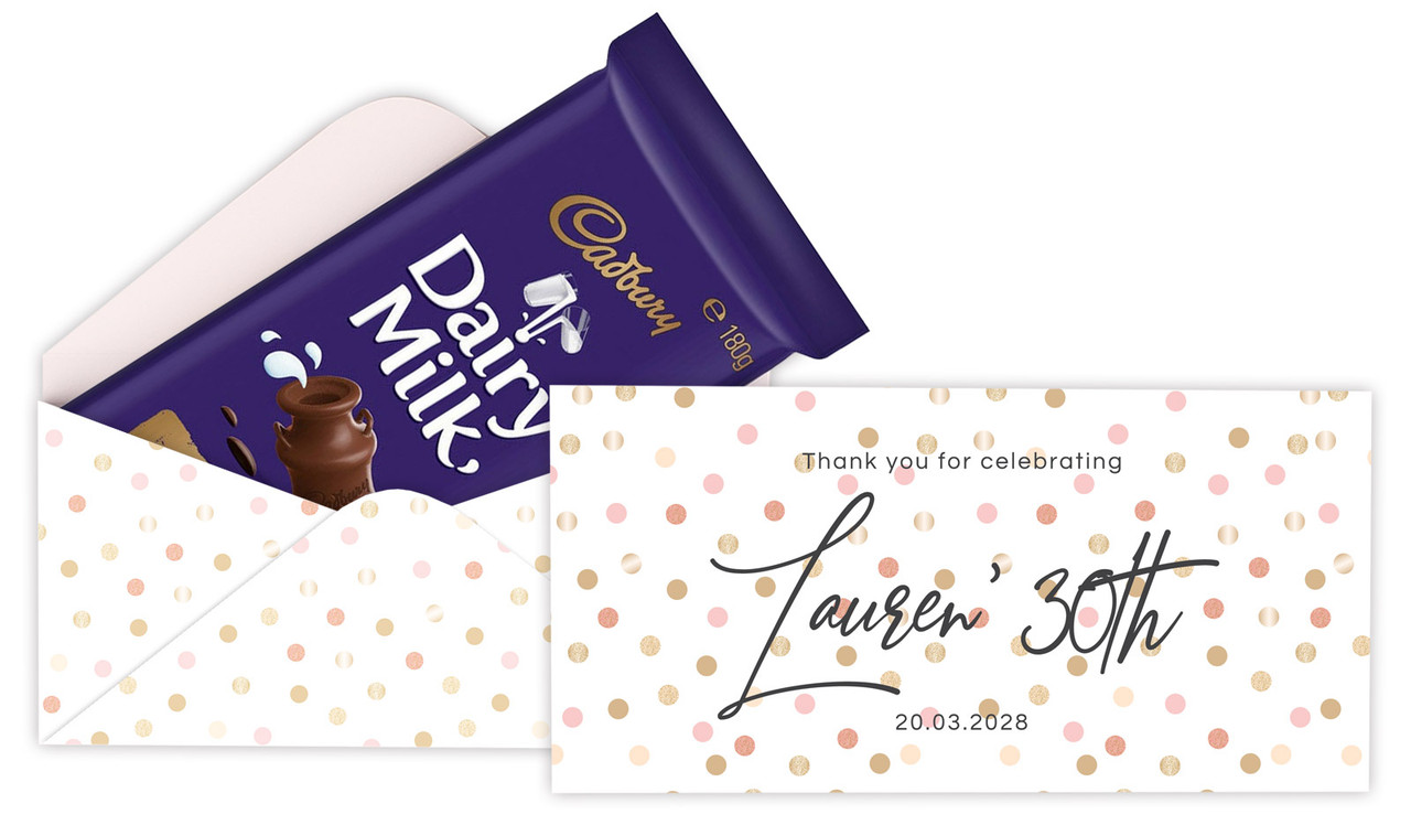 Metallic Confetti Personalised Cadbury Bar Box (Box Only)