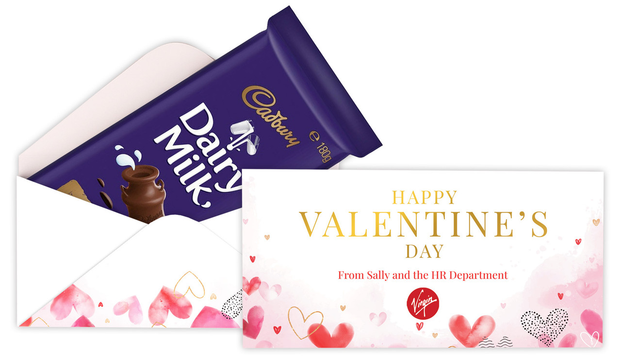 Watercolour Hearts Valentine's Day Cadbury Bar Box (Box Only)