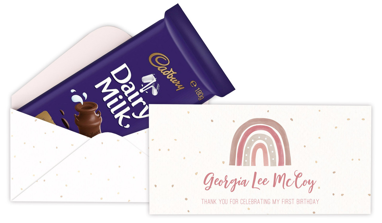 Boho Rainbow Personalised 1st Birthday Cadbury Bar Box (Box Only)