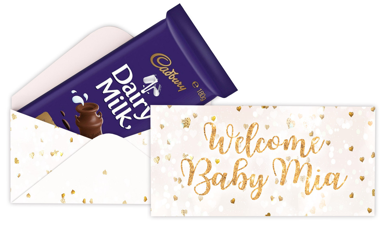 Heart Confetti Birth Announcement Custom Cadbury Bar Box (Box Only)