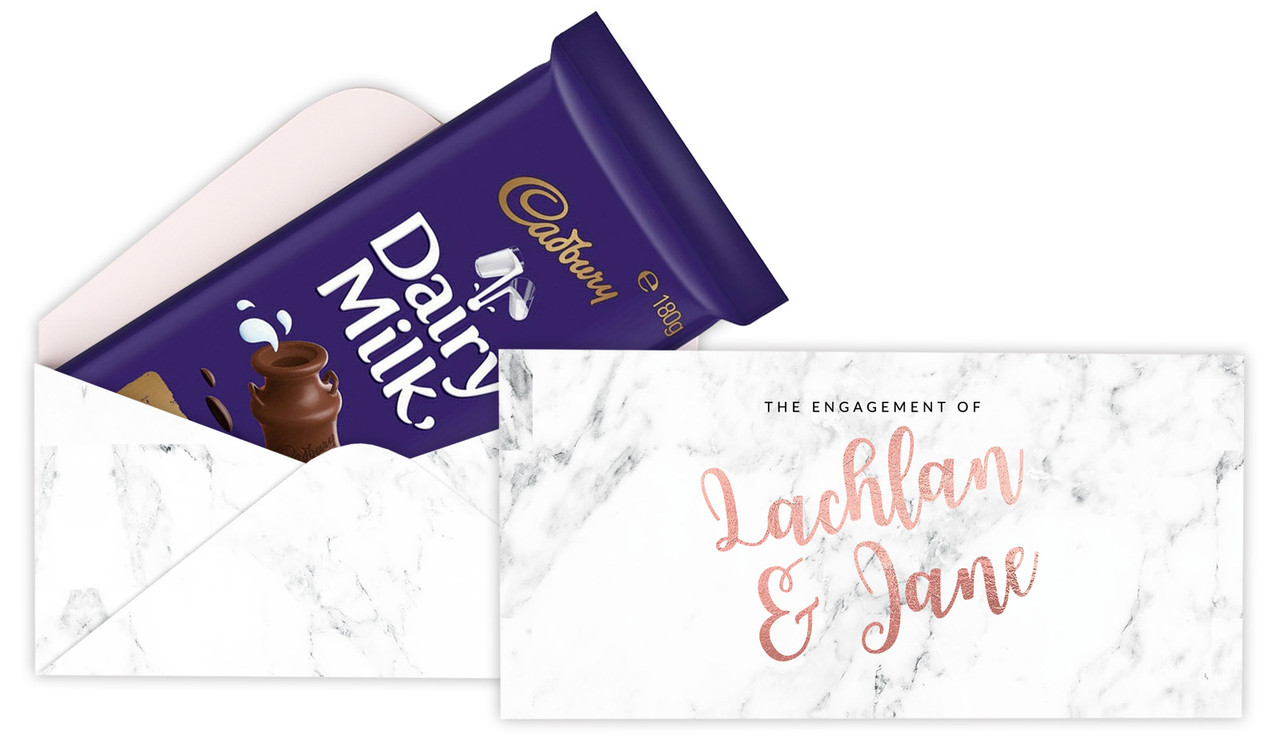 Marble & Rose Gold Engagement Personalised Cadbury Bar Box (Box Only)