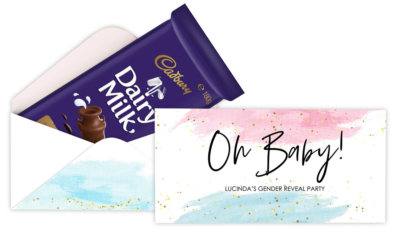 Paint Strokes Gender Reveal Cadbury Bar Box (Box Only)