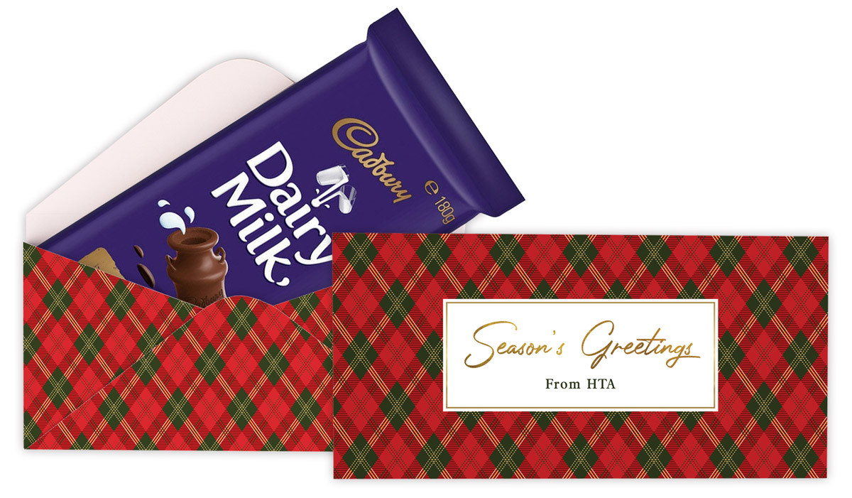 Tartan Christmas Custom Cadbury Bar Box (Box Only)