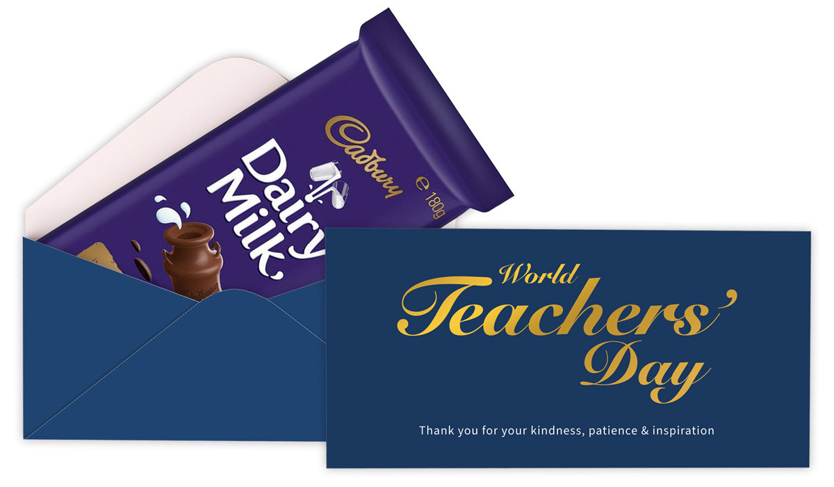 Simple Blue Teachers Day Cadbury Bar Box (Box Only)