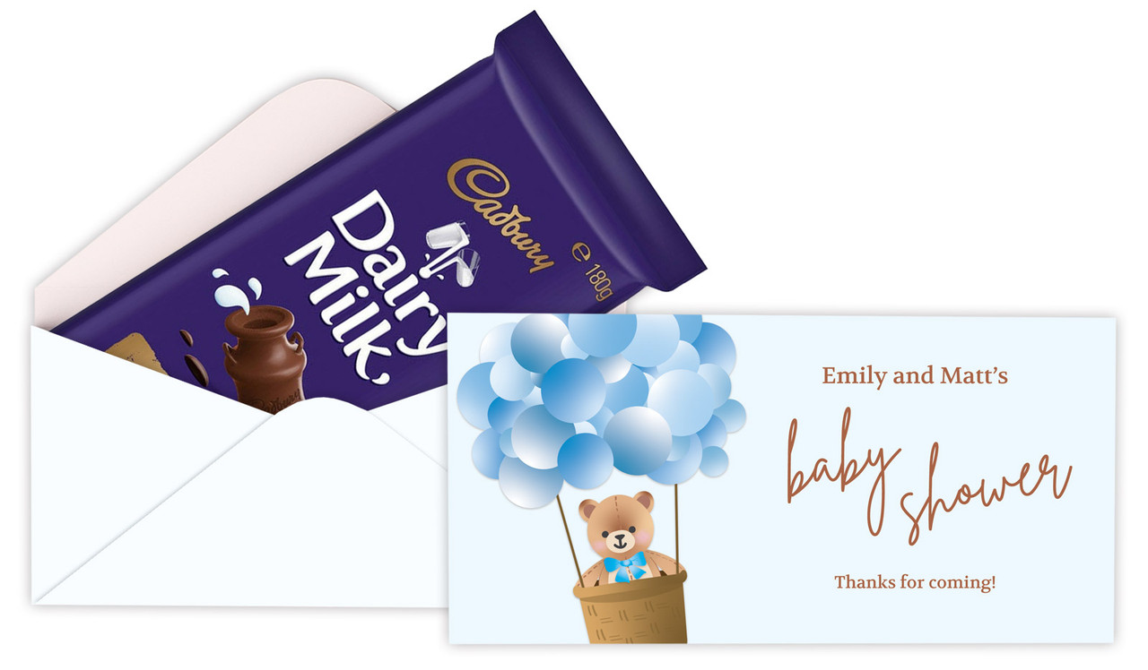 Teddy Blue Baby Shower Personalised Cadbury Bar Box (Box Only)
