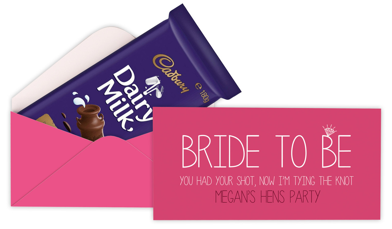Bride To Be Personalised Hens Night Cadbury Bar Box (Box Only)