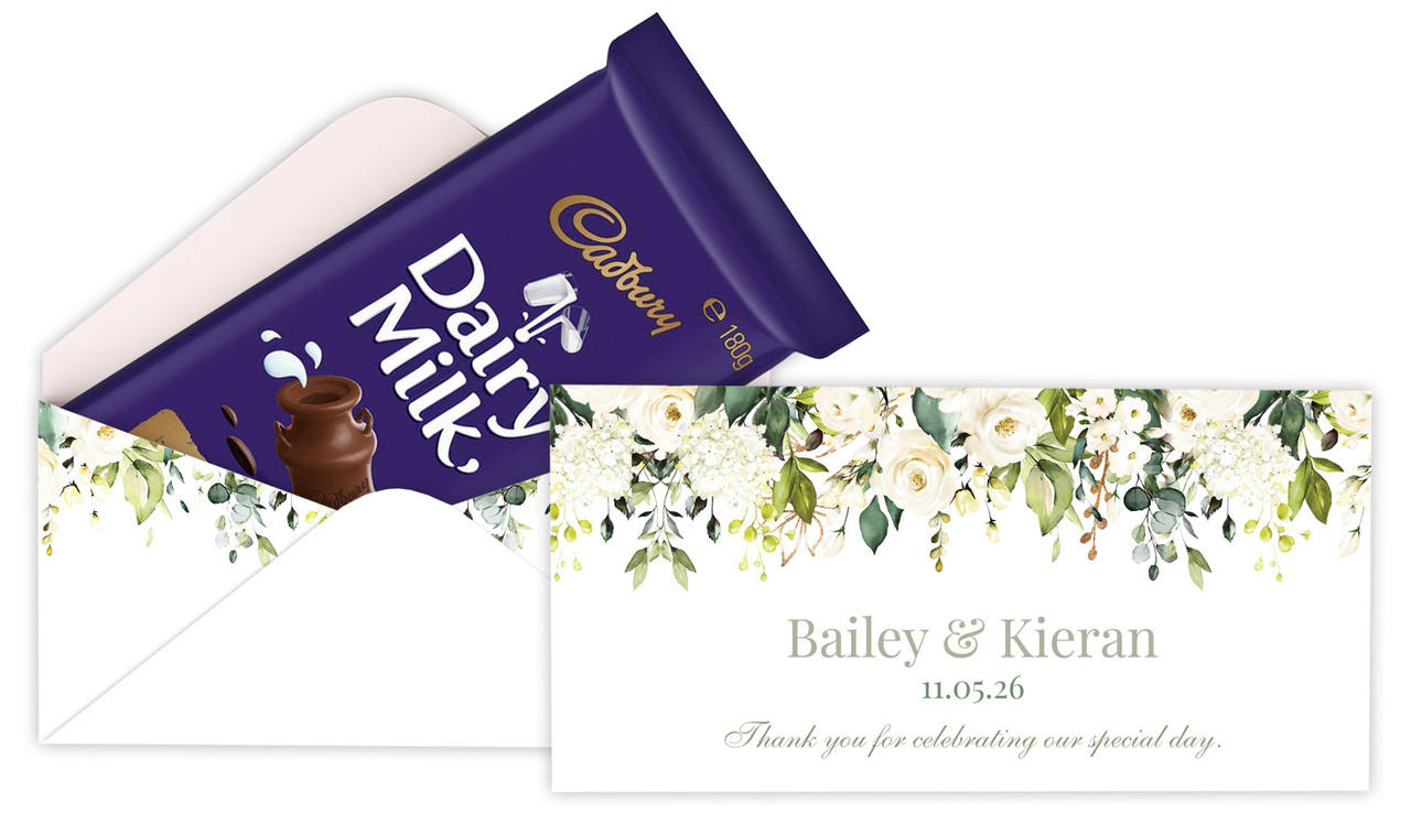 White Roses Hanging Personalised Cadbury Bar Box (Box Only)