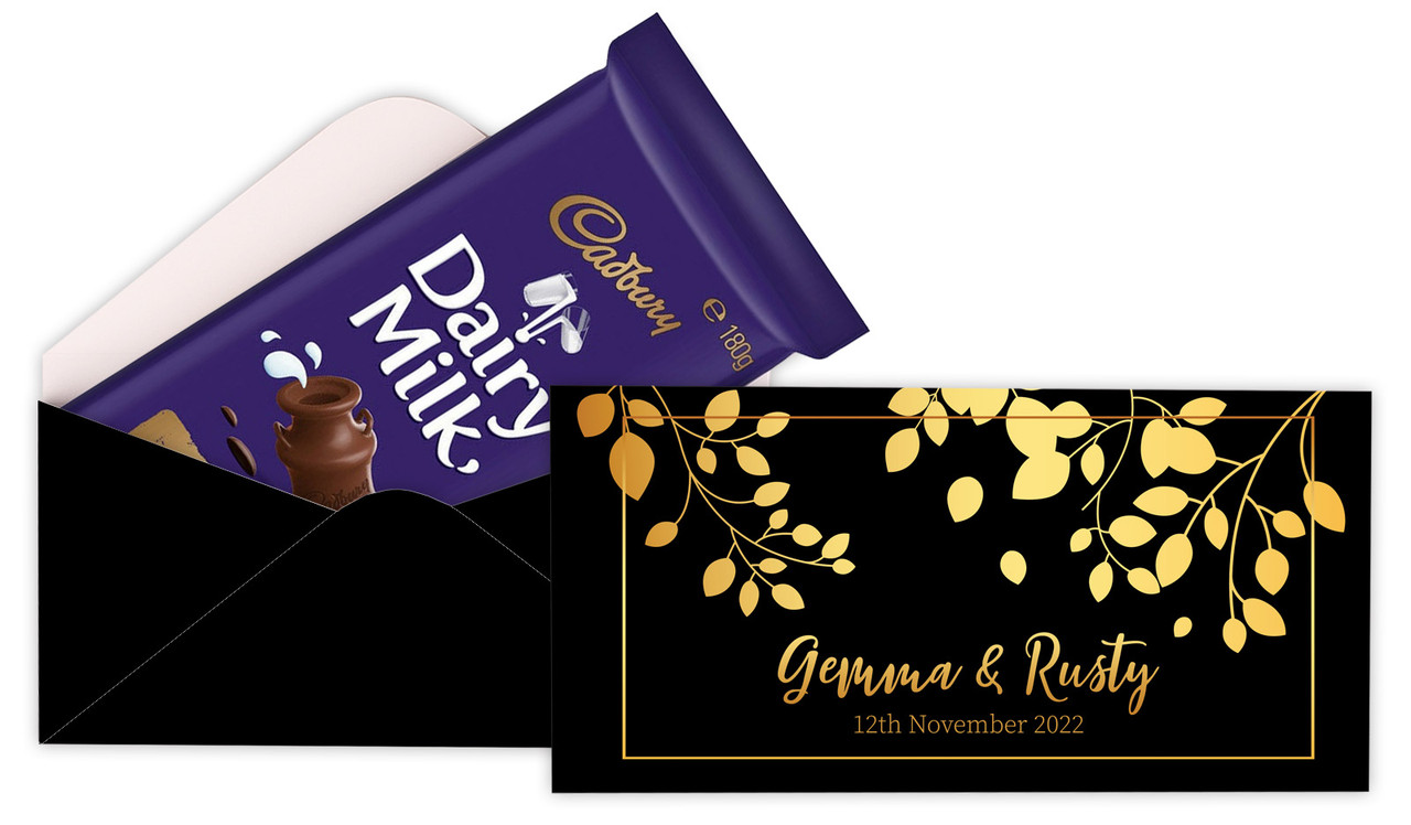 Gold Leaves Personalised Cadbury Bar Box