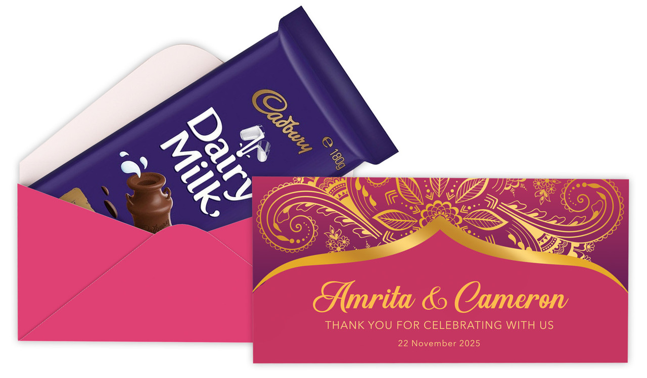 Regal Pink And Gold Personalised Cadbury Bar Box (Box Only)