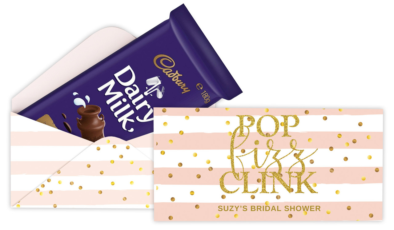 Pop Fizz Clink Personalised Bridal Shower Cadbury Bar Box (Box Only)