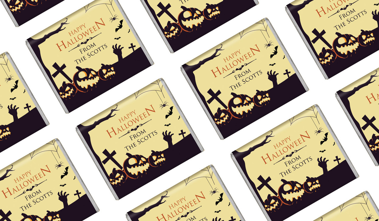 Graveyard Pumpkins Halloween Personalised Mini Chocolates