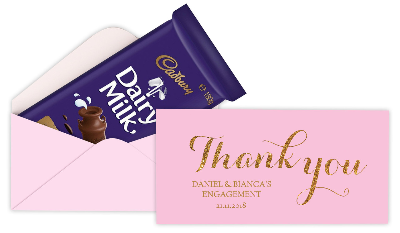 Golden Thank You Custom Engagement Cadbury Bar Box (Box Only)