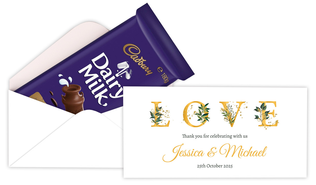 L-O-V-E Flowers Personalised Cadbury Bar Box (Box Only)