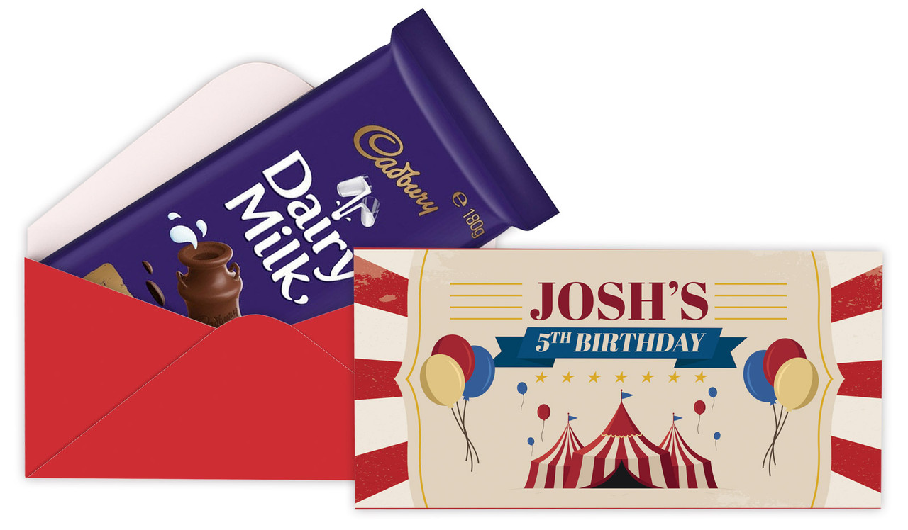 Retro Circus Birthday Party Personalised Cadbury Bar Box (Box Only)