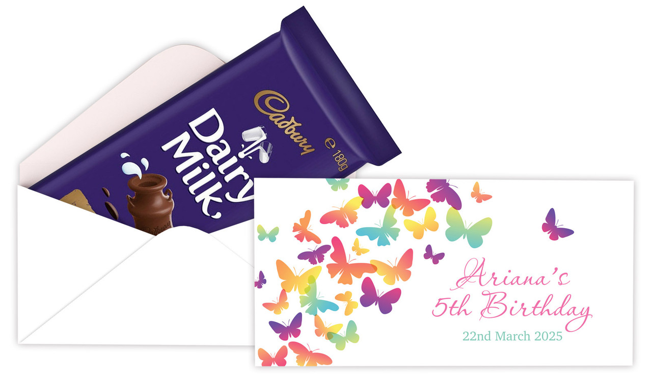 Butterflies Birthday Party Personalised Cadbury Bar Box (Box Only)