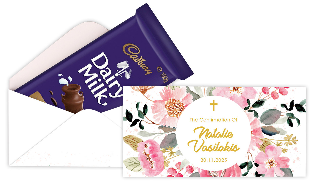 Pink Garden Confirmation Personalised Cadbury Bar Box (Box Only)