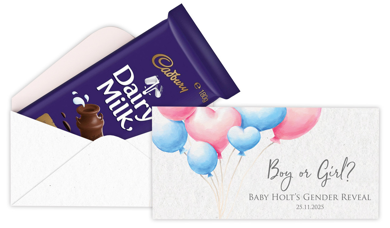 Balloons Gender Reveal Cadbury Bar Box