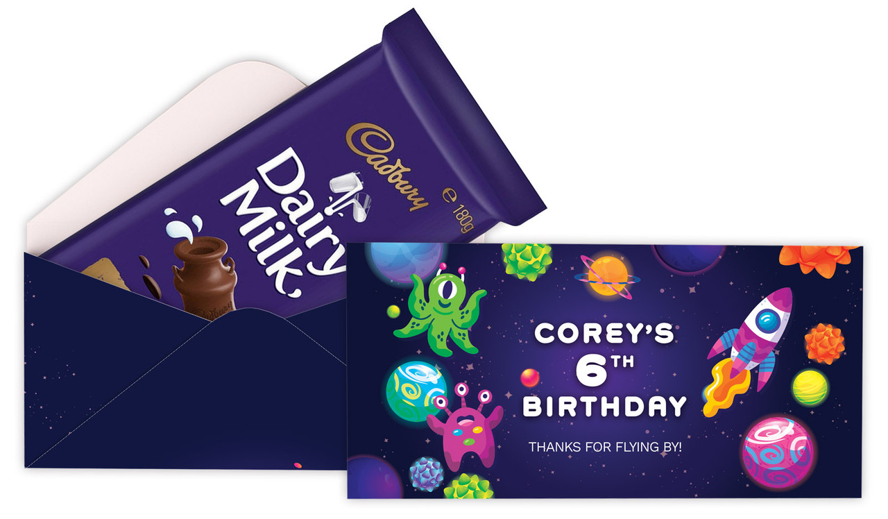 Outerspace Birthday Party Personalised Cadbury Bar Box (Box Only)