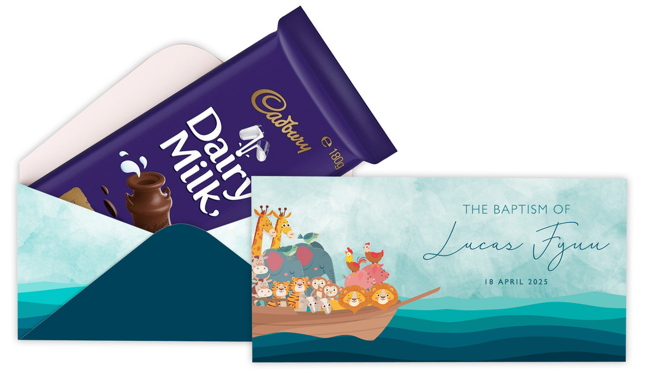 Noahs Ark Personalised Christening Cadbury Bar Box (Box Only)