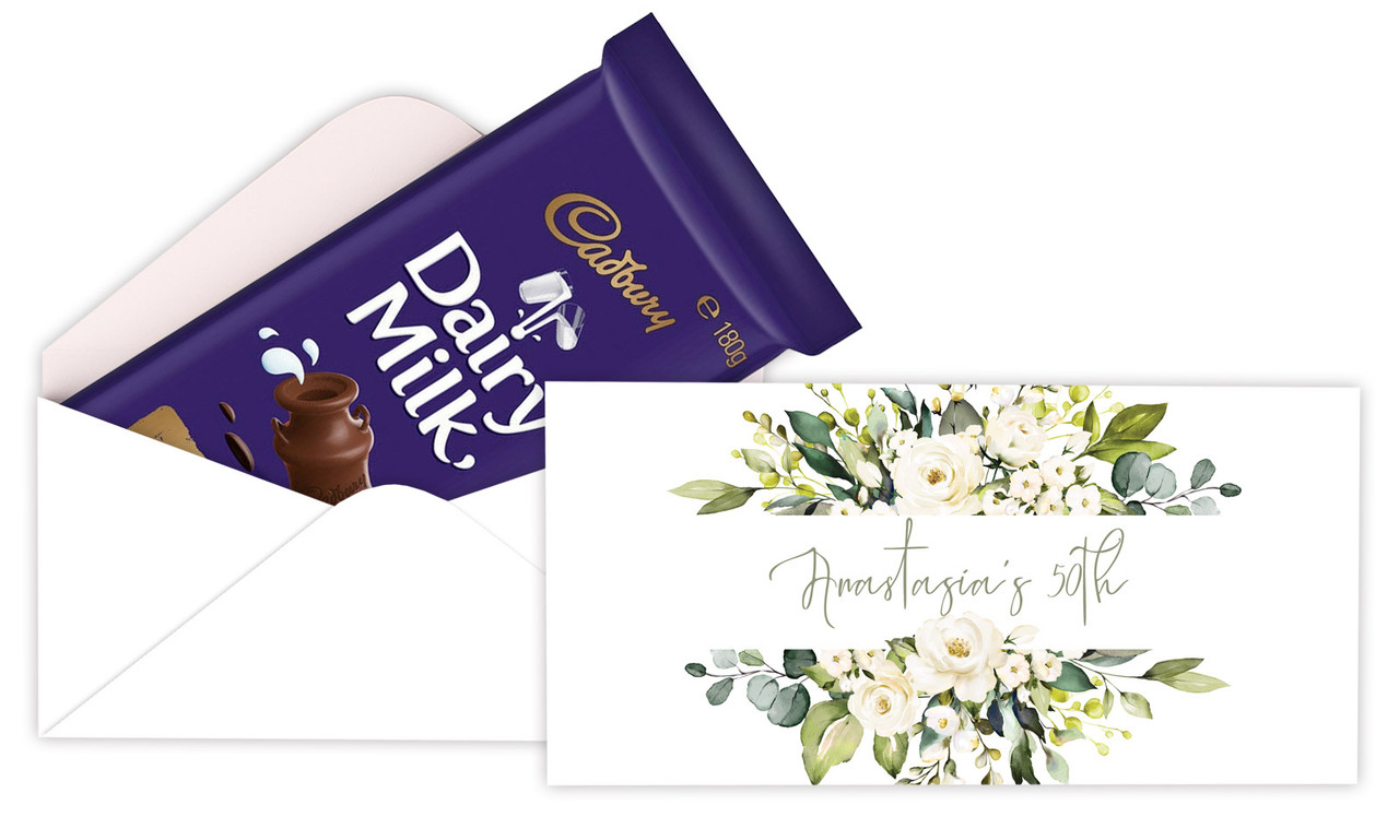 White Roses Personalised Cadbury Bar Box