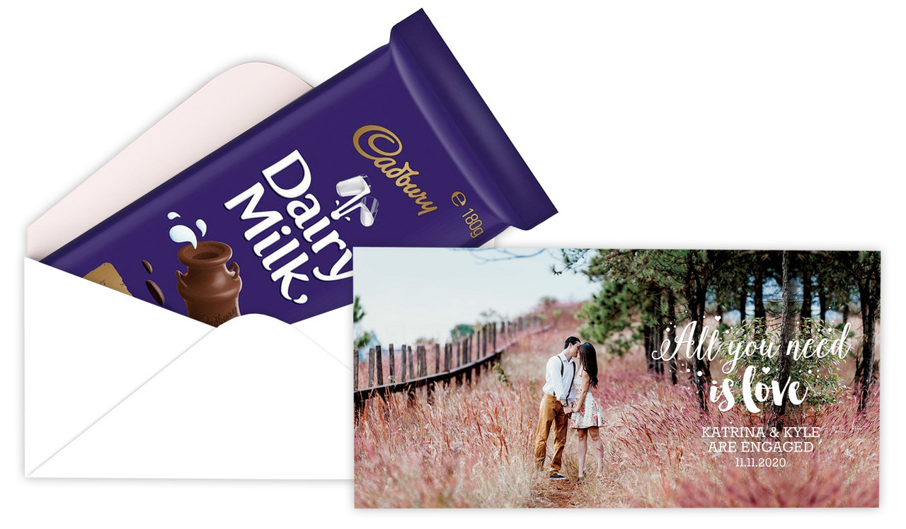 All You Need Is Love Photo Engagement Cadbury Bar Box (Box Only)