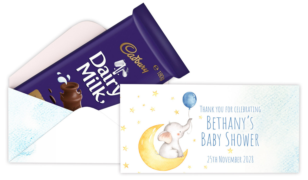 Elephant Moon Baby Shower Cadbury Bar Box (Box Only)