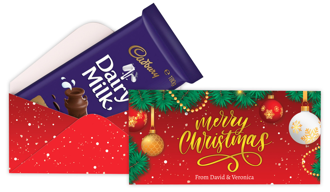 Red Festive Custom Christmas Cadbury Bar Box (Box Only)
