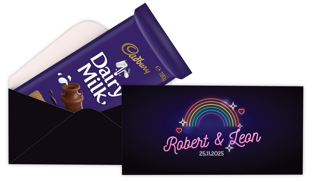 Neon Rainbow Personalised Cadbury Bar Box (Box Only)