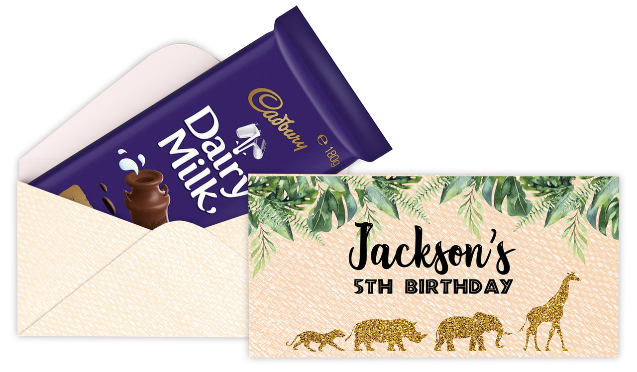 Jungle Gold Birthday Custom Cadbury Bar Box (Box Only)
