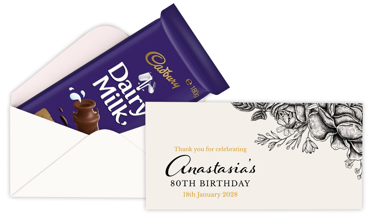 Vintage Roses Personalised Birthday Cadbury Bar Box (Box Only)