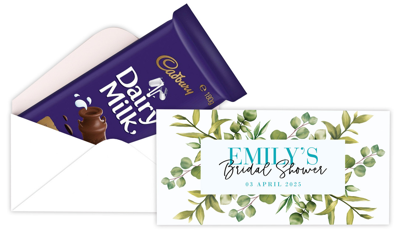 Eucalyptus Personalised Bridal Shower Cadbury Bar Box (Box Only)