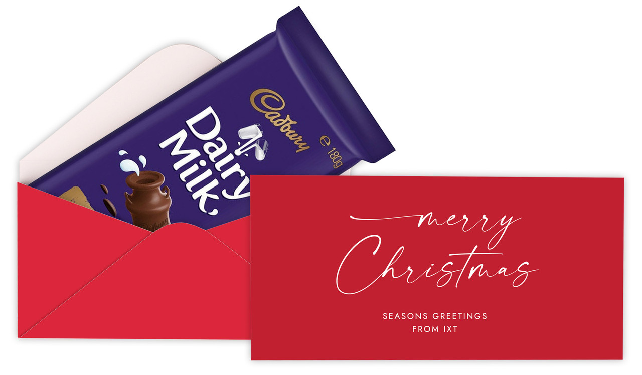 Red Cursive Christmas Custom Cadbury Bar Box (Box Only)