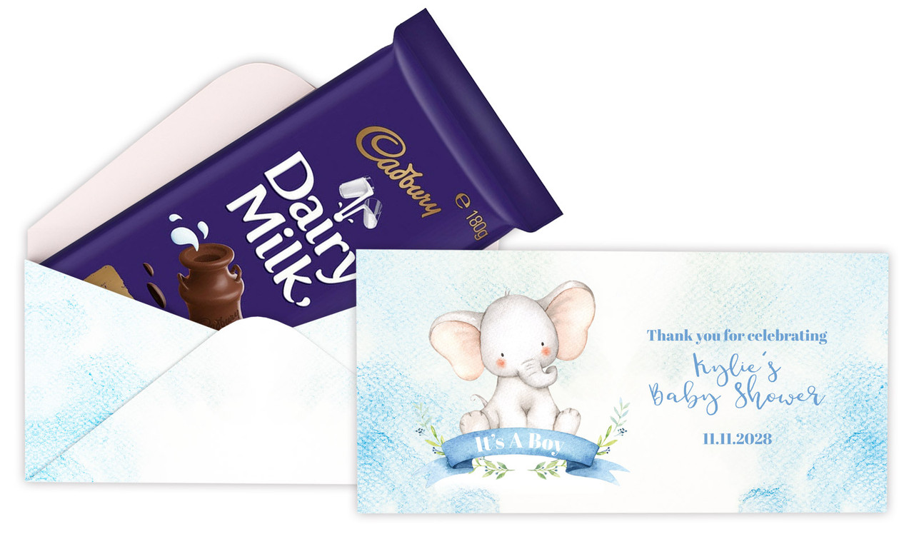 Sitting Elephant Baby Shower Cadbury Bar Box (Box Only)