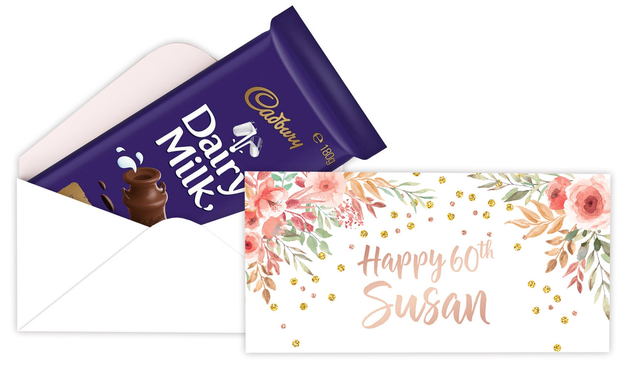 Peach Floral Personalised Cadbury Bar Box