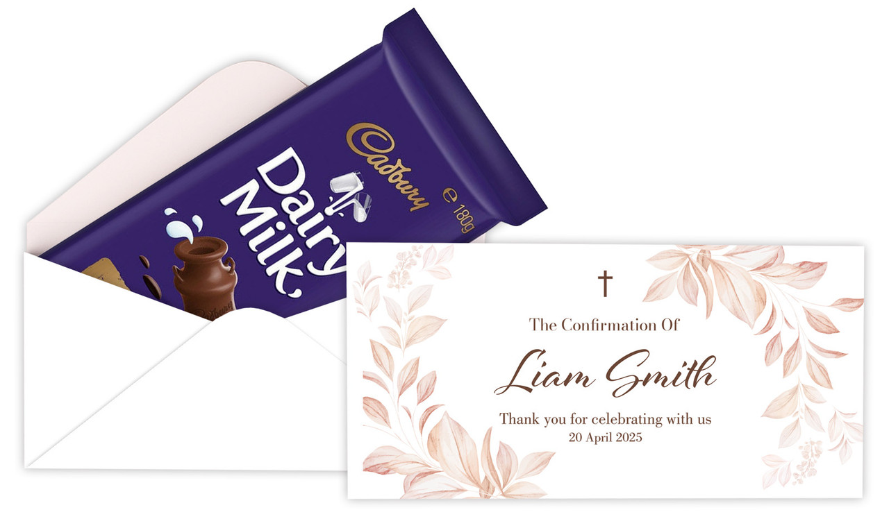 Natural Leaves Confirmation Personalised Cadbury Bar Box (Box Only)