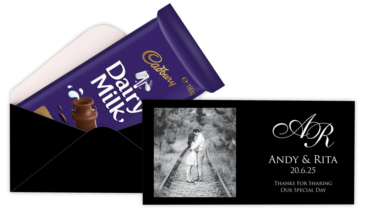 Add A Photo Black Wedding Personalised Cadbury Bar Box (Box Only)