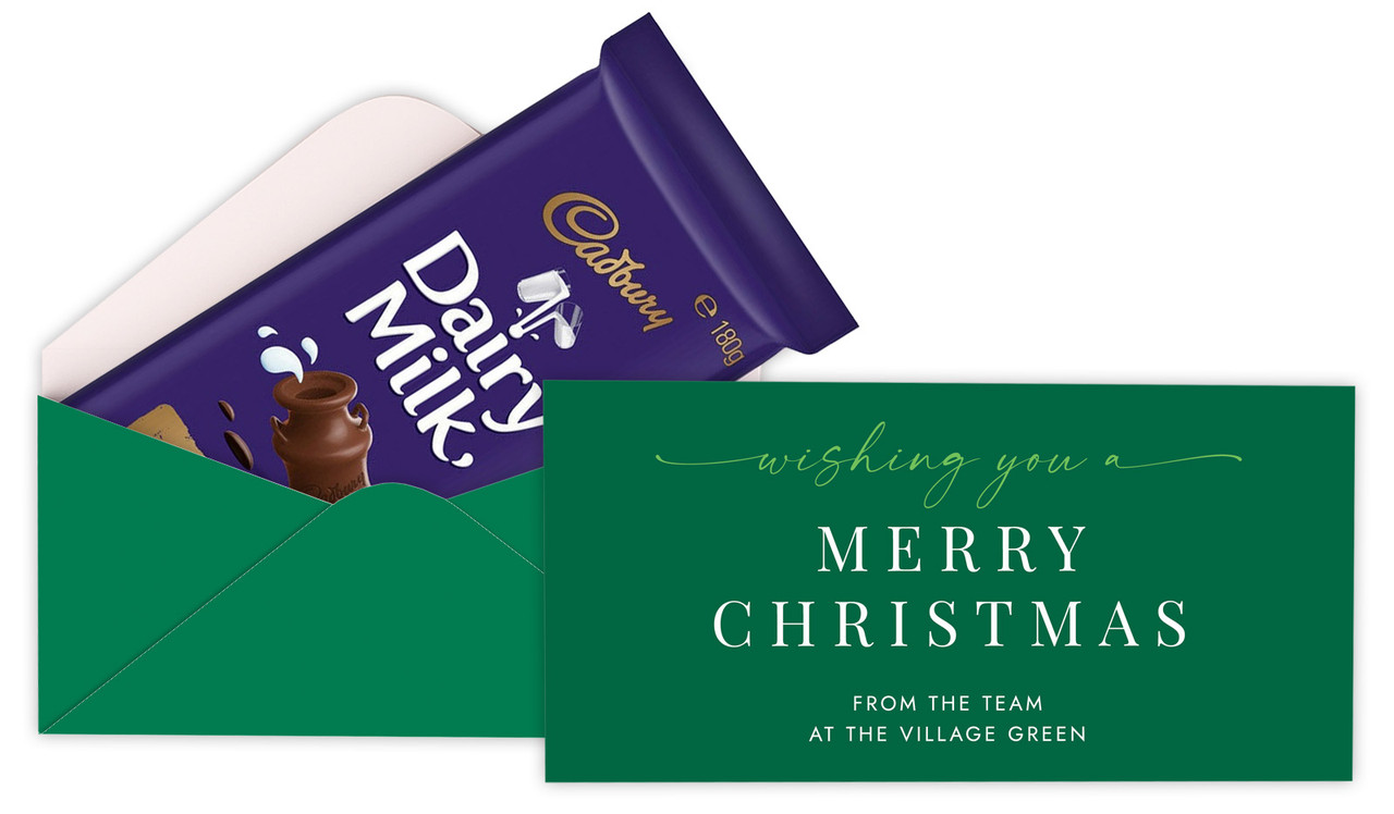 Flowing Green Christmas Custom Cadbury Bar Box