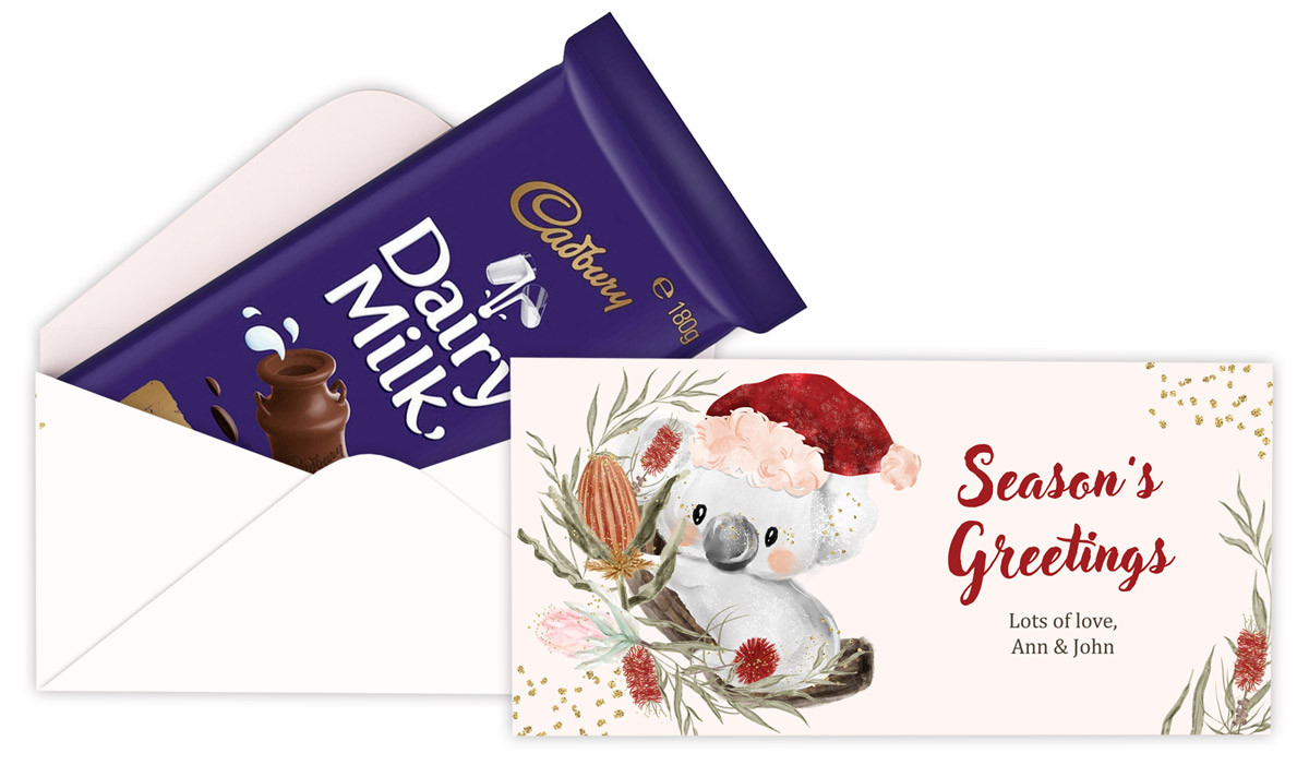 Koala Christmas Custom Cadbury Bar Box